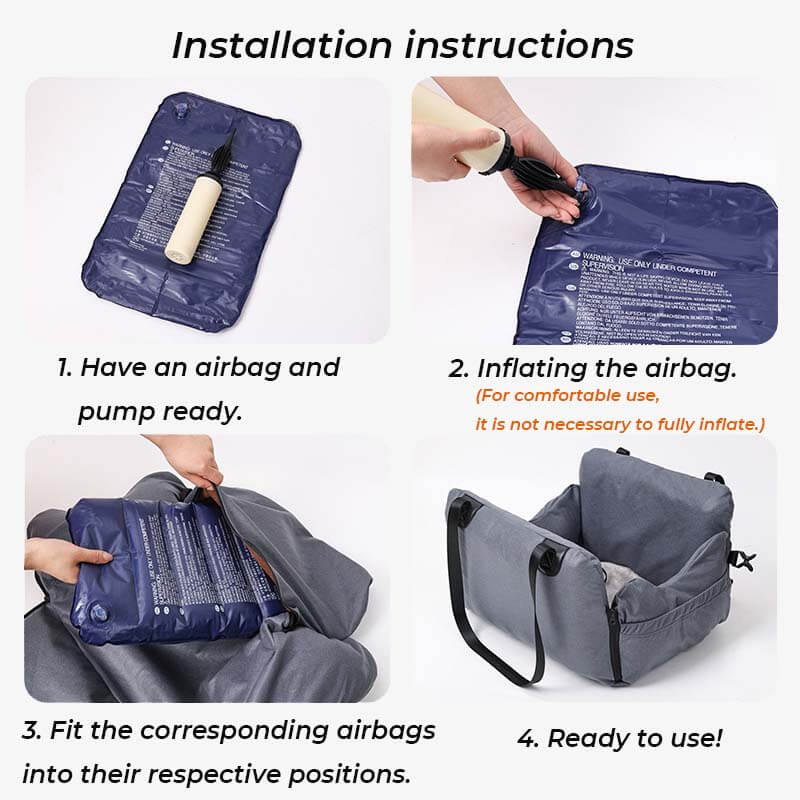 Multifunctional Portable Pet Carrier Airbag Travelling Dog Car Seat Bed