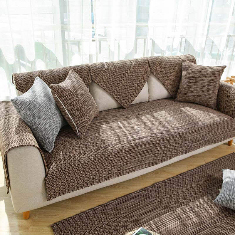 Nature Linen Handwoven Anti-scratch Couch Cover