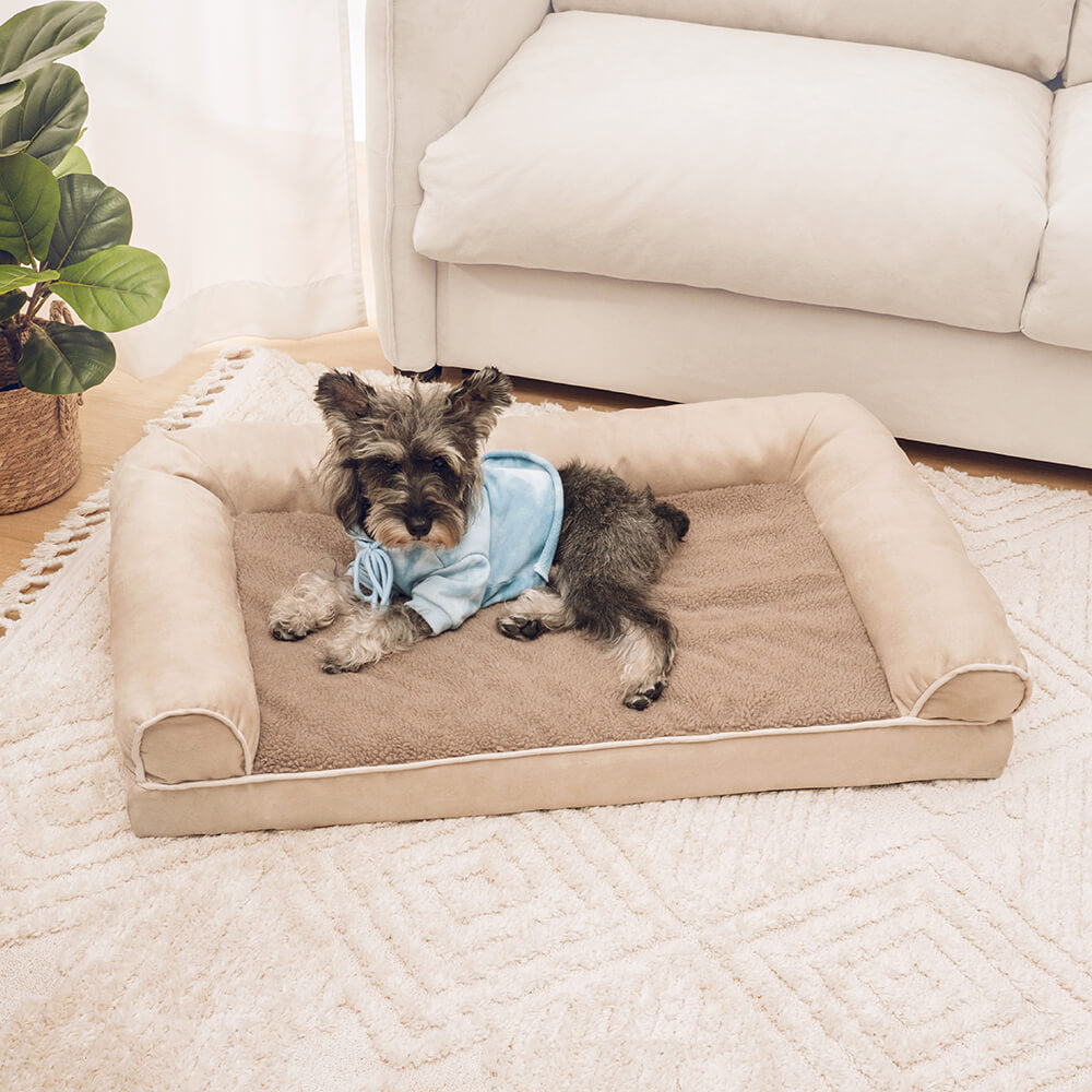 Faux Fleece & Suede Full Support Orthopedic Dog Bed