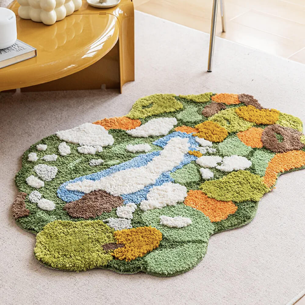 Luxury Moss Rug Hand Tufted Wool Pet Mat Pet Rug