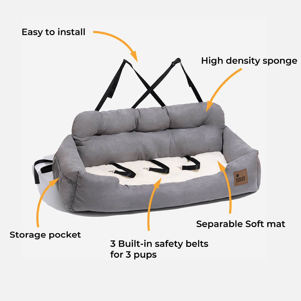 Travel Bolster Safety Medium Large Dog Car Back Seat Beds