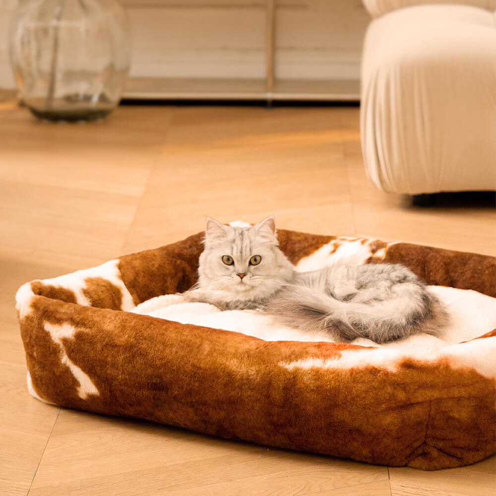 Wildlife Series Cowhide Leopard Print Pet Dog Bed