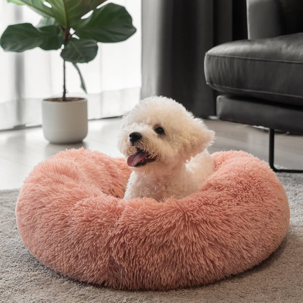 Fuzzy Round Fluffy Dog Bed